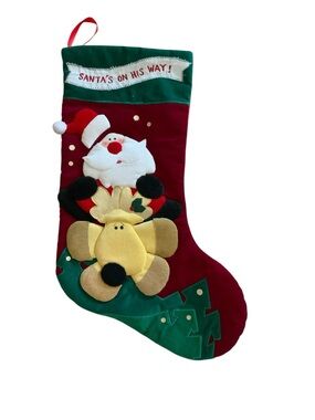 Vintage 90s Dan Dee 3D Santa Claus Christmas Stocking  17"